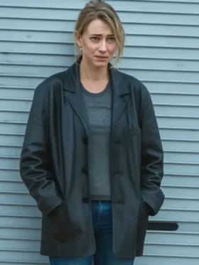 All of You 2025 Imogen Poots Black Leather Blazer