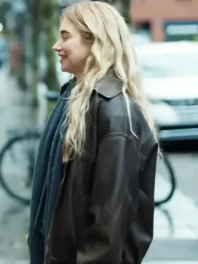 All of You 2025 Imogen Poots Brown Leather Jacket