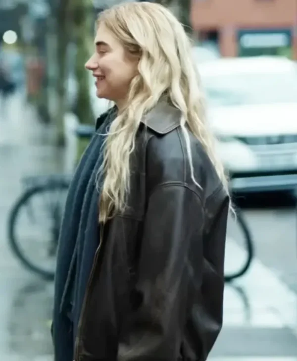 All of You 2025 Imogen Poots Brown Leather Jacket