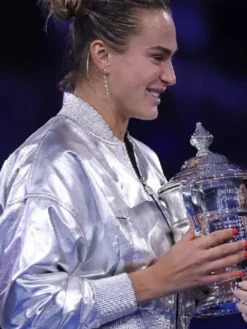 Aryna Sabalenka 2025 US Open Silver Crop Jacket