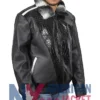 Black Frank Sheepskin Collar Chinchilla Jacket