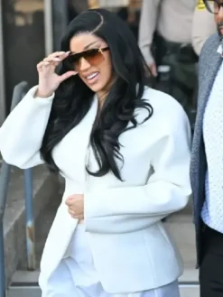 Cardi B White Los Angeles Coat