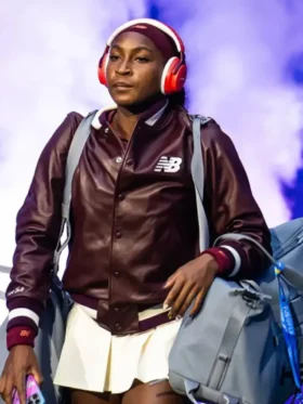 Coco Gauff 2025 US Open Burgundy Leather Jacket