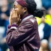Coco Gauff 2025 US Open Leather Burgundy Jacket