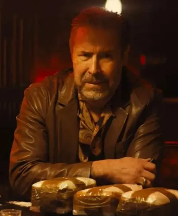 Deep Cover 2025 Paddy Considine Brown Leather Blazer