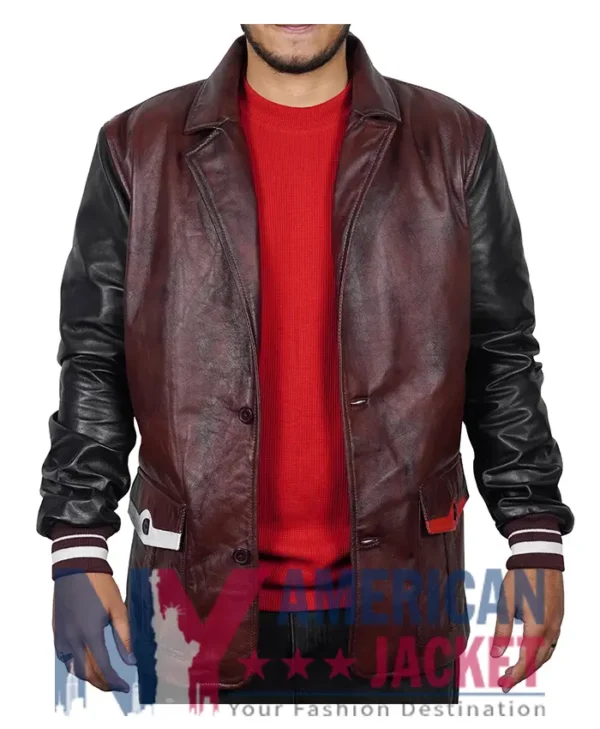 Descendants Jay Burgundy And Black Leather Jacket