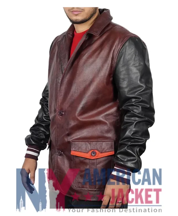 Descendants Jay Leather Burgundy And Black Jacket