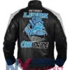 Detroit Black Leather Zip-Up Lions Jacket