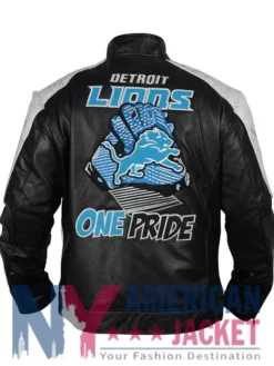 Detroit Black Leather Zip-Up Lions Jacket
