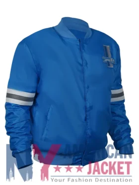 Detroit Lions 80s Sky Blue Satin Varsity Jacket
