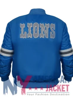 Detroit Lions 80s Sky Blue Varsity Satin Jacket