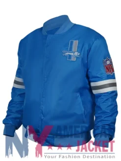 Detroit Lions 80s Sky Satin Blue Varsity Jacket