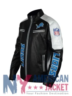 Detroit Lions Black Leather Zip-Up Jacket