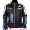 Detroit Lions Leather Black Zip-Up Jacket