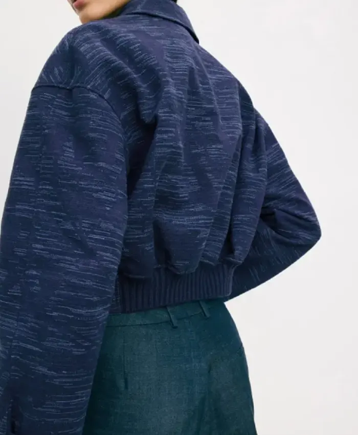 E News 2025 Blue Emily Curl Cropped Jacket