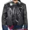 Frank Black Sheepskin Collar Chinchilla Jacket