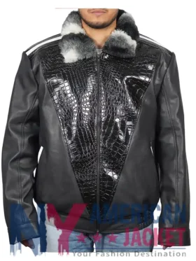 Frank Black Sheepskin Collar Chinchilla Jacket