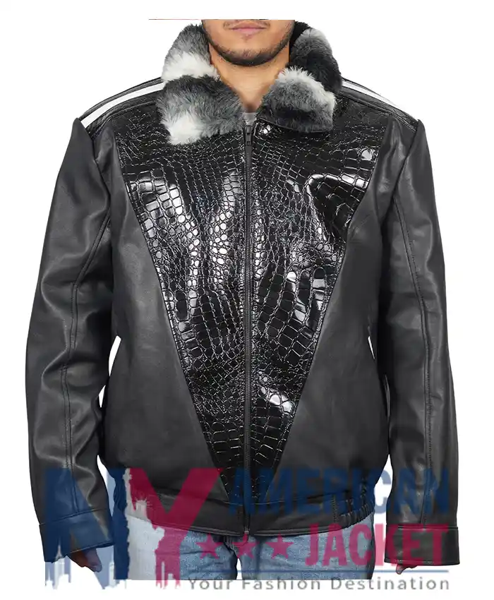 Frank Black Sheepskin Collar Chinchilla Jacket