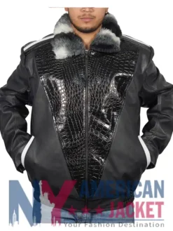 Alternative view of Frank Sheepskin Black Chinchilla Collar Jacket