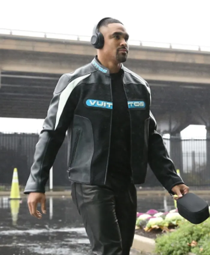 Jalen Hurts Black Biker Leather Jacket