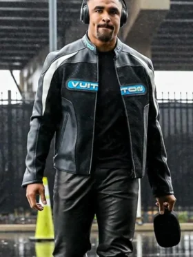 Jalen Hurts Black Leather Biker Jacket