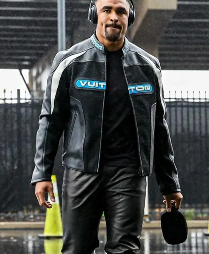 Jalen Hurts Black Leather Biker Jacket