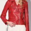 Jane Seymour Celebrity IOU S10 Red Leather Jacket