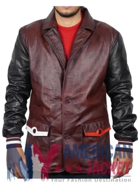 Jay Descendants Leather Burgundy And Black Jacket