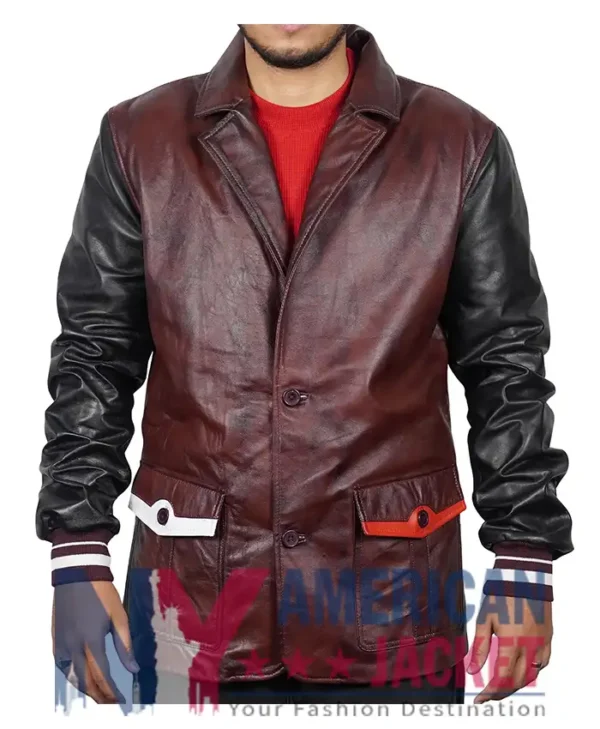 Jay Descendants Leather Burgundy And Black Jacket