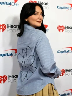 Julia Michaels 2025 iHeartRadio Music Festival Blue Floral Embroidered Shirt For Sale