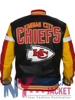 Kansas City Chiefs Black Full-Zip Varsity Leather Jacket