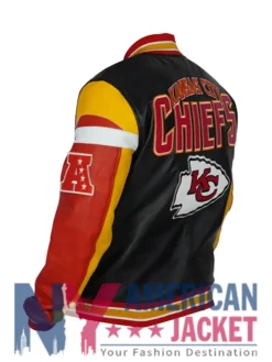 Kansas City Chiefs Full-Zip Leather Black Varsity Jacket
