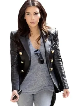 Kardashian Kim Leather Black Blazer