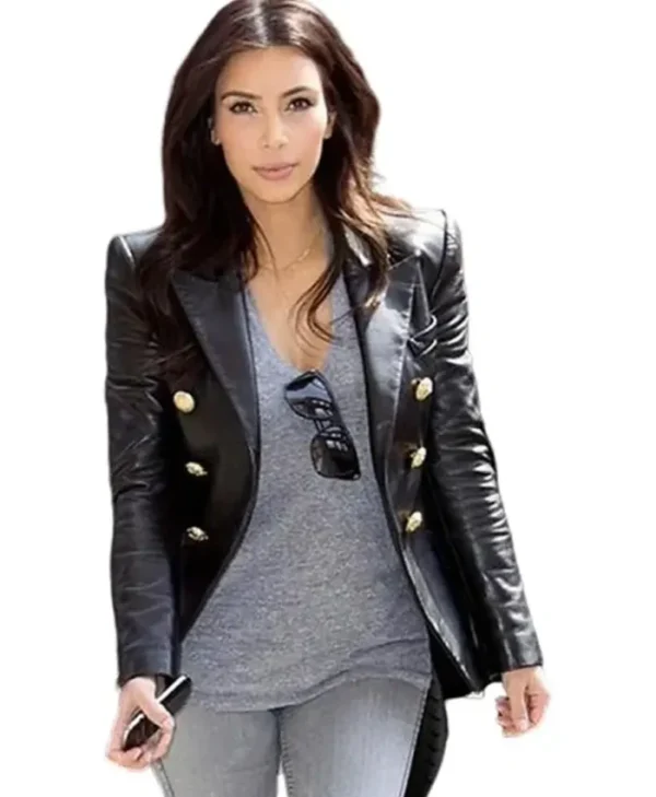 Kardashian Kim Leather Black Blazer