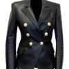 Kim Kardashian Black Leather Blazer