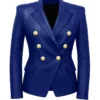 Kim Kardashian Leather Blue Blazer