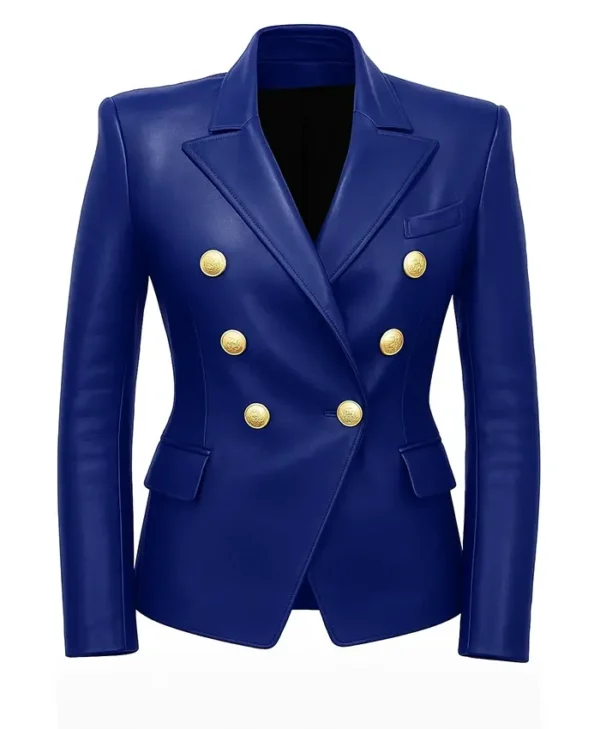 Kim Kardashian Leather Blue Blazer