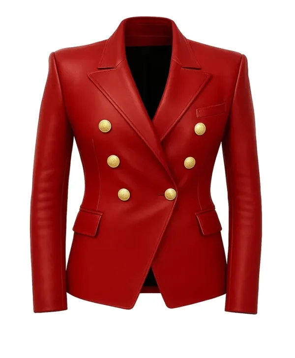 Kim Kardashian Leather Red Blazer
