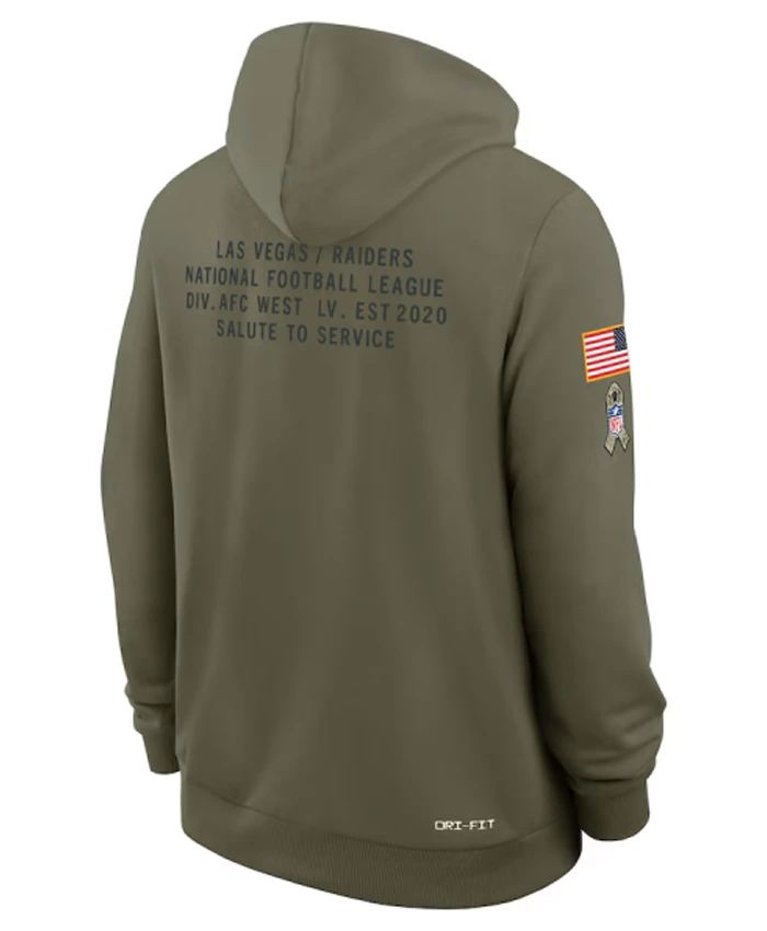 Las Vegas Raiders Olive 2025 Salute to Service Sideline Hoodie