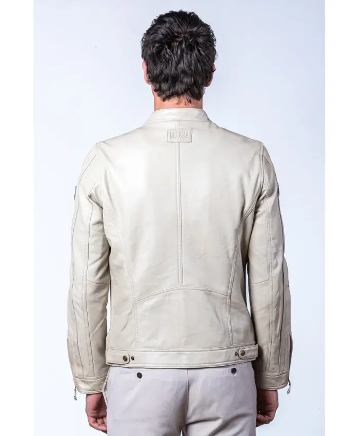 McQueen Dennis 2 ECRU Leather Jacket Back