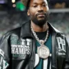 Meek Mill Eagles Black Leather Jacket
