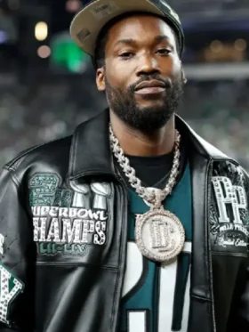 Meek Mill Eagles Black Leather Jacket