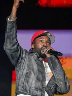 Meek Mill Roots Picnic 2025 Leather Grey Jacket