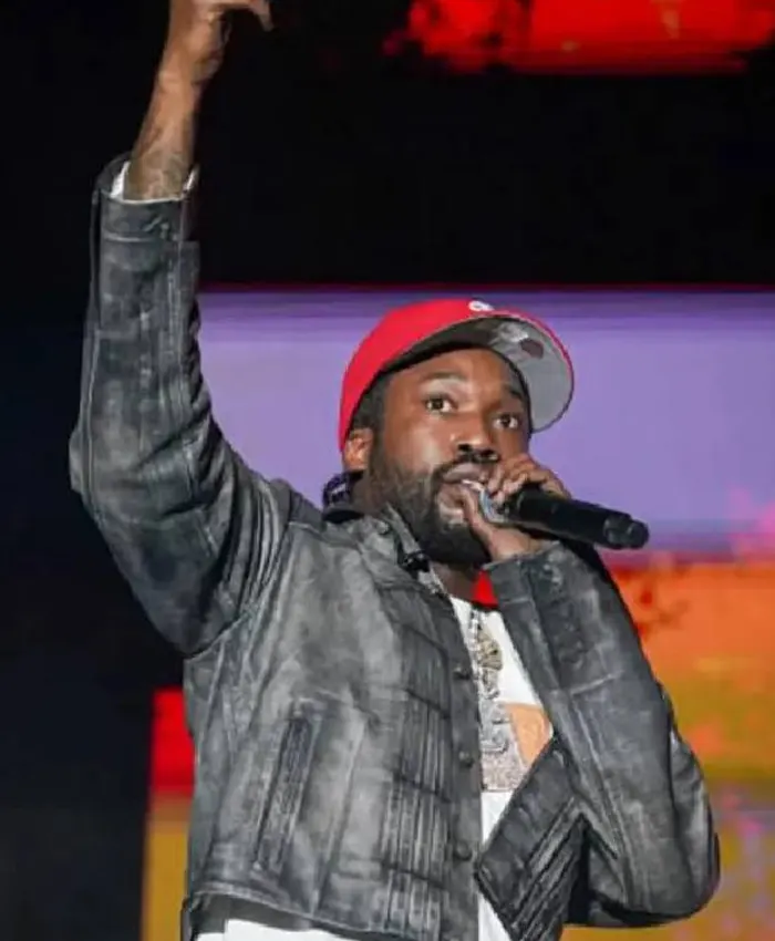 Meek Mill Roots Picnic 2025 Leather Grey Jacket