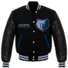 Memphis Grizzlies Basketball Black Wool Varsity Jacket for Men with Two Outside Pockets