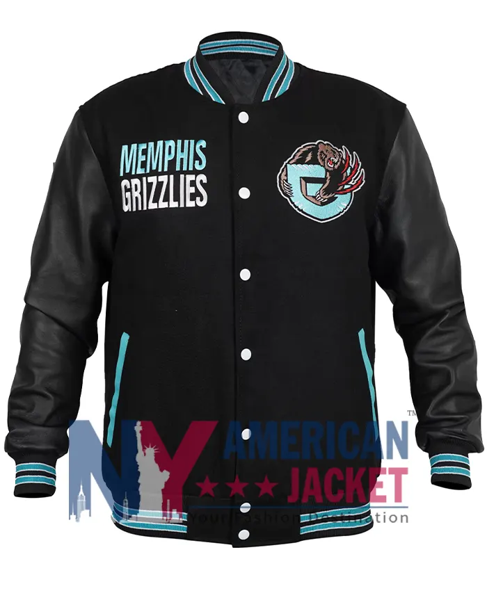 Memphis Grizzlies Black Wool Leather Varsity Jacket