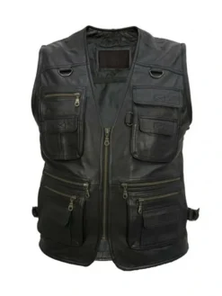 Men’s 10 Leather Pockets Military Vest