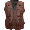 Men’s 10 Military Pockets Military Leather Vest
