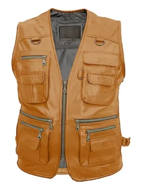 Men’s 10 Pockets Military Leather Vest