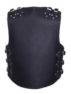 Men's Adjustable Buckles Leather Black Vest